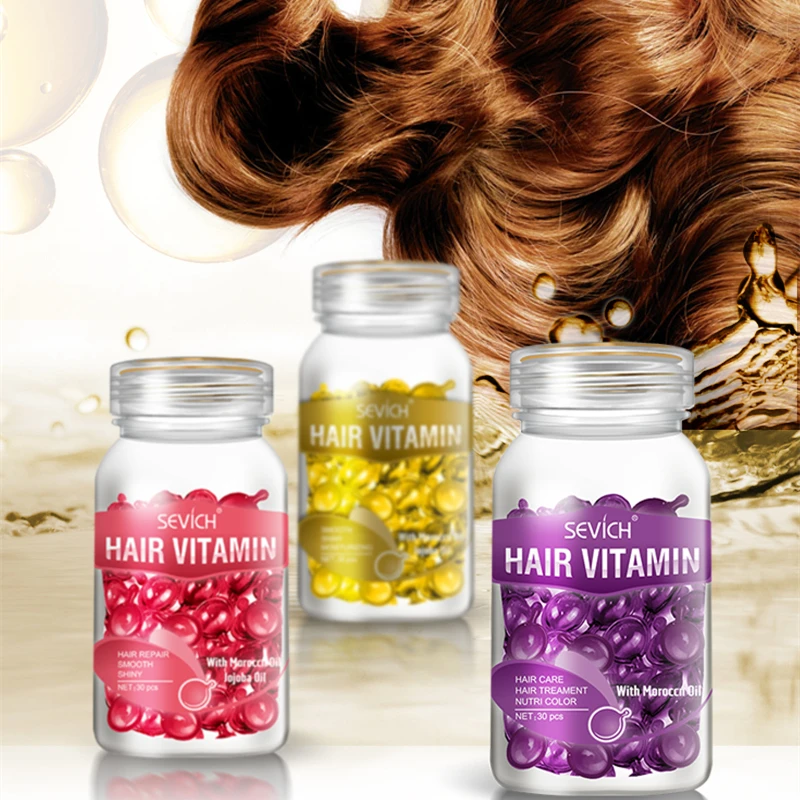 Sevich 30Pcs Capsule Vitaminiche Per Capelli Olio Complesso Di Cheratina Trattamento Dei Capelli Anti Perdita Di Capelli Riparazione Siero Per Capelli