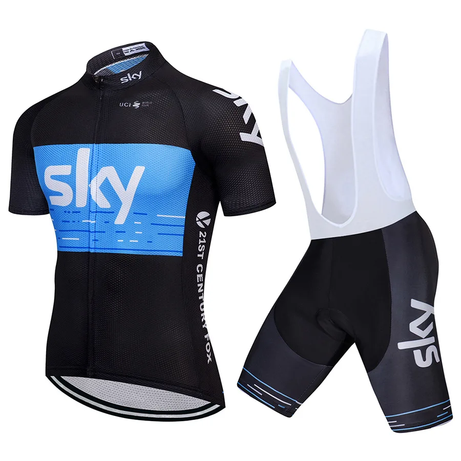 

2018-SKY Motorcade Short-sleeved Cycling Outfit, Suspender Strap Cycling Jersey, Jersey Manufacturers Wholesale Customizable