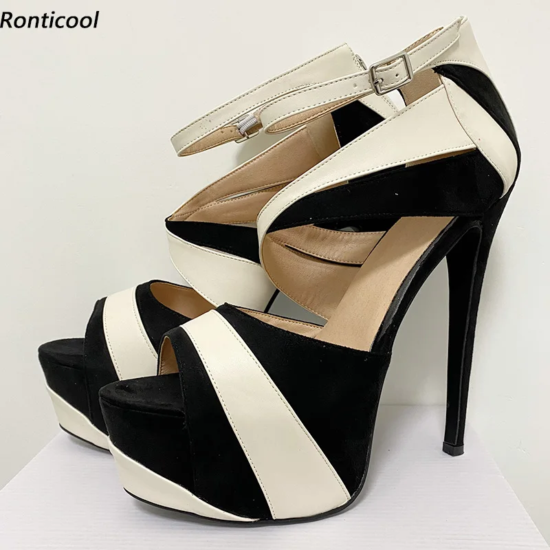 

Ronticool New Arrival Women Summer Platform Sandals Unisex Stiletto Heels Open Toe Pretty Beige Casual Men Shoes US Size 5-20