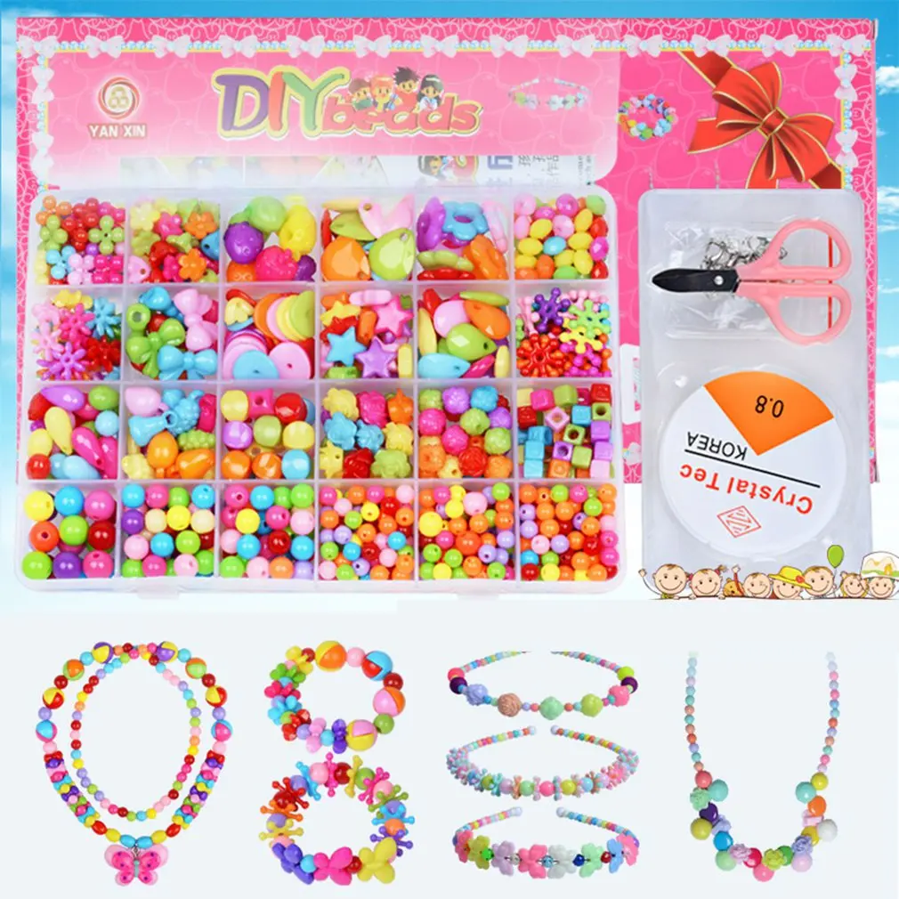 24 балки для девочек DIY игрушки художественное ремесло развивающие Brinquedo ручной работы ожерелье Строительный набор макияж интеллект подарок на день рождения