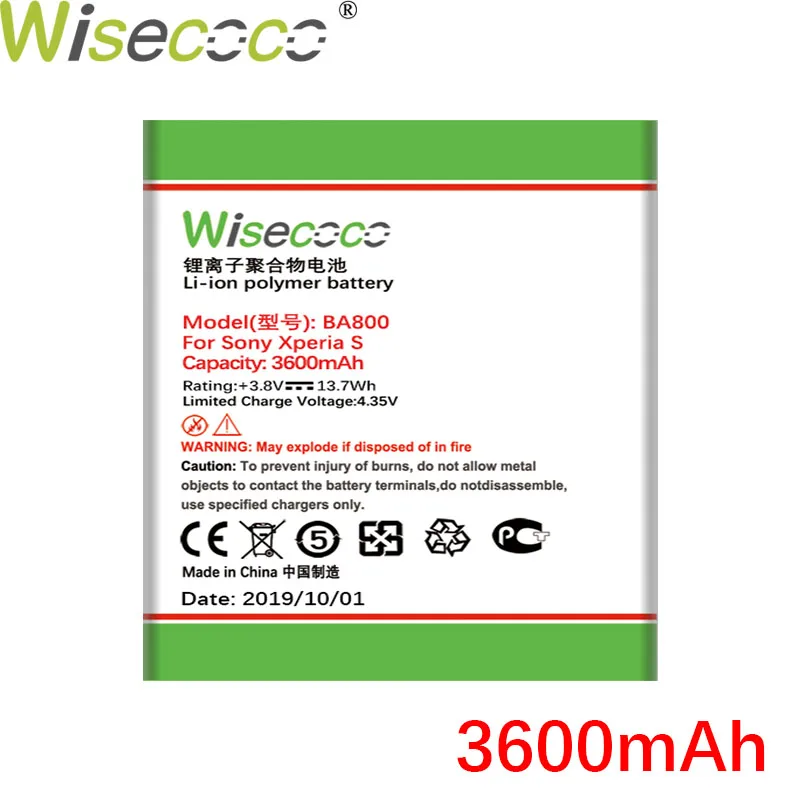 Wisecoco 3600 мАч BA800 батарея для sony Ericsson Xperia S Arc HD LT26i LT26 V LT25i телефон последняя продукция+ номер отслеживания