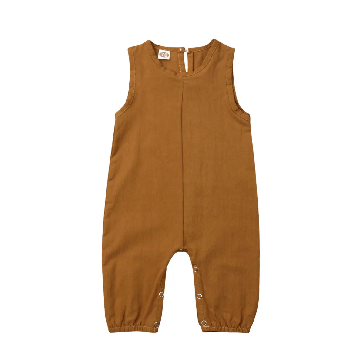 Летний комбинезон для новорожденных, комбинезон для младенцев мальчиков девочек, без рукавов, с круглым вырезом, спортивный костюм, цельнокроеный, повседневная одежда для малышей от 0 до 24 месяцев - Цвет: Оранжевый