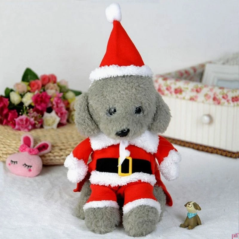 Новогодний для домашних собак костюмы платье супер милый Санта Клаус Одежда для Хэллоуина