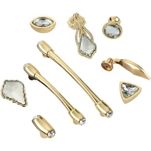 Gold Crystal Knobs Kitchen Cabinet Handles Shoebox Closet Door Pulls Drawer Knobs Wardrobe Pullers with Screws Hardware