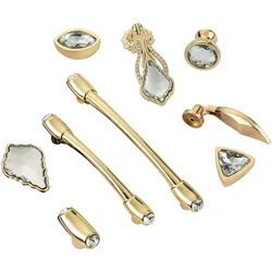 Gold Crystal Knobs Kitchen Cabinet Handles Shoebox Closet Door Pulls Drawer Knobs Wardrobe Pullers with Screws Hardware