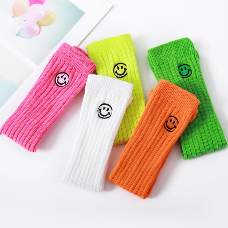 New Baby Girl Cute Socks Smile Design Cotton Long Socks Party Infant Children Soft Crib Leg Warmer
