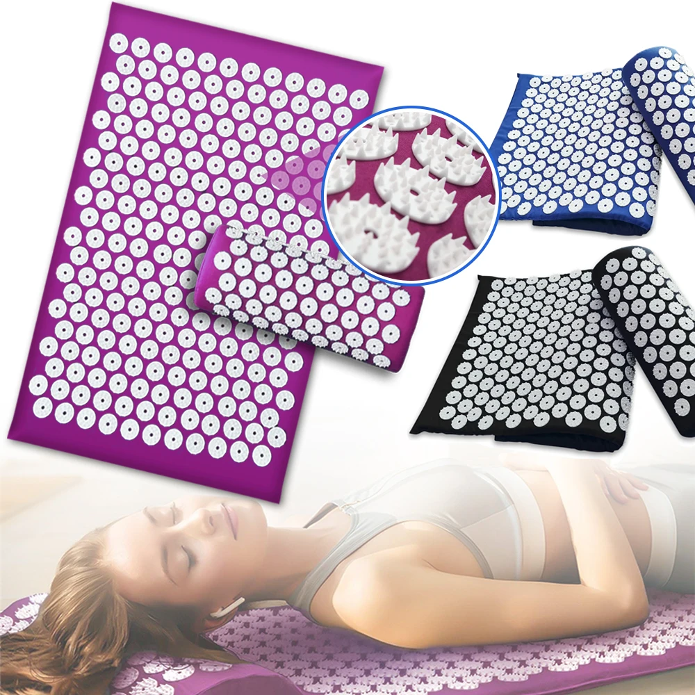 AcupunctureMassageCushionYogaMatSetAcupressureRelieveStressBackandSciaticPainMat