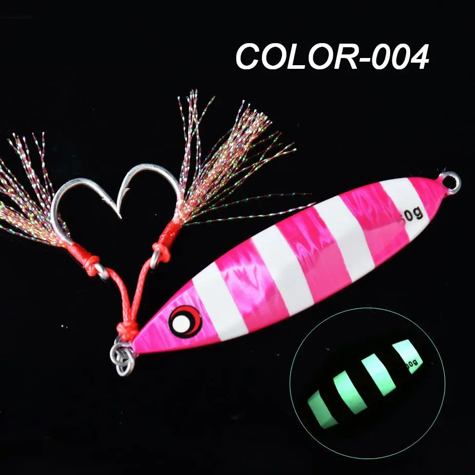 COLOR04 Светящиеся свинцовые рыболовные приманки TOMA, 60 г, 80 г, 100 г, 150 г, металлическая ложка, медленное падение, приманка для джига, искусственная приманка для рыбалки на лодке - Цвет: COLOR04