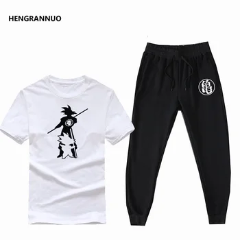 

2020 fashion new brand men's printed T-shirt + trousers sports suit gym running clothes fitness sports casual clothes two-piece