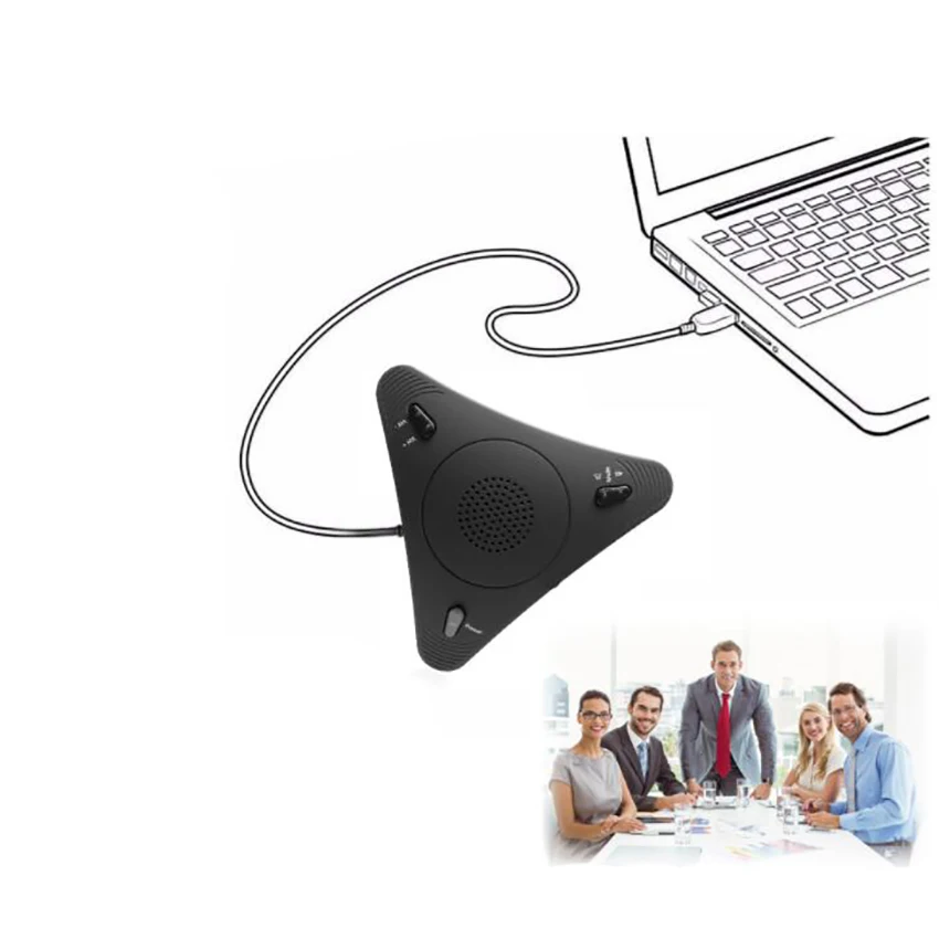 USB настольный компьютерный микрофон, кнопка отключения звука с светодиодный индикатором, всенаправленный конденсаторный микрофон конференц-связи динамик