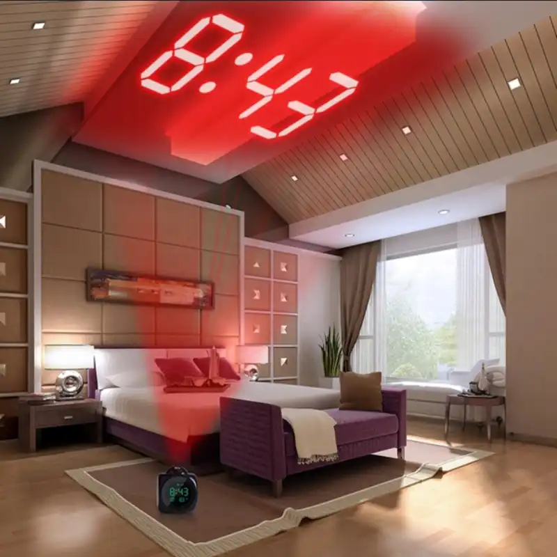 Reloj Despertador Luz De Noche Con Lampara De Proyector Temperatura De Voz Digital Proyeccion De Tiempo En Techo De Pared Para La Decoracion De La Mesa Del Hogar Aliexpress