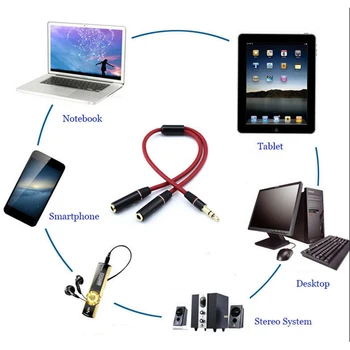 

3.5mm Audio Jack Adapter Converter Cable Headphone Audio Splitter Male To Females Aux Extension Cable For Xiaomi Phone PC TXTB1
