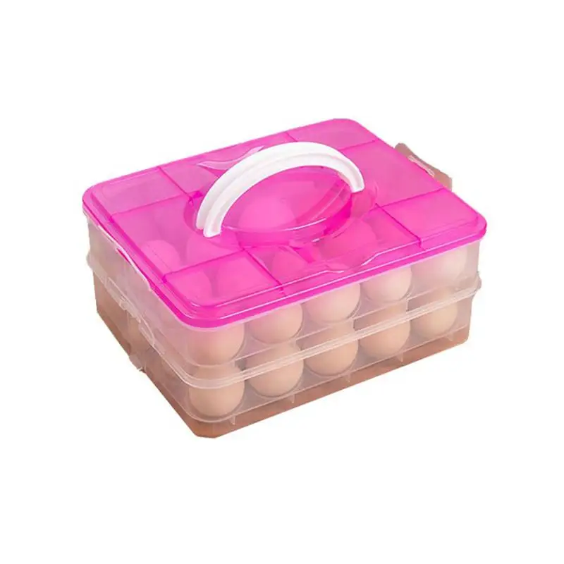 2 яруса 40 яиц ящик для хранения большой емкости холодильник яйцо держатель с ручкой портативный яйца Перевозчик контейнер(прозрачный - Цвет: Transparent