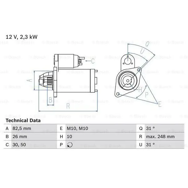 Стартер 2.3Kw\ MB W203/W210/W211/W163/W463/Sprinter 2.2/2.7/3.2