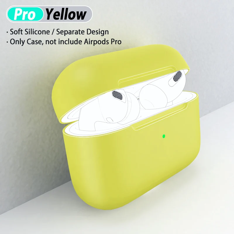 Yellow Мягкий силиконовый чехол для Airpods Pro, чехол наушники, новинка, защитный чехол, чехлы для Airpods Pro, силиконовый чехол - Цвет: Yellow