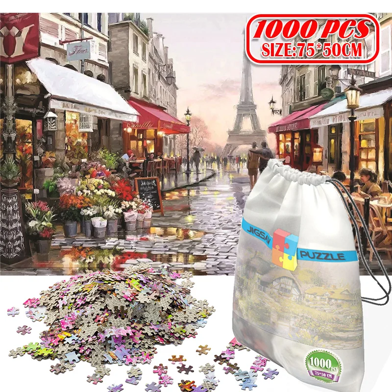 

1000Pcs Paris Flower Street 3D Jigsaw Puzzles Adults Game Toys for Toys Boring Game Building Assembling Educational Toys