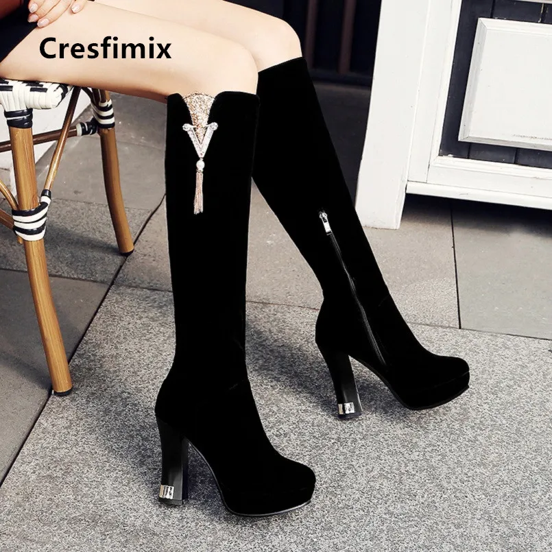 Cresfimix Для женщин прелестные модные туфли черного цвета высокое качество с молнией сбоку; женские ботинки; Классная стильная Красные сапоги женские повседневные осенние ботинки B6073