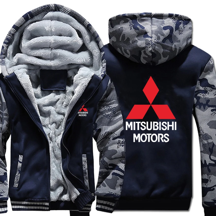Толстовки Mitsubishi Motors с логотипом, зимняя утепленная камуфляжная новая куртка на молнии для мужчин и женщин, флисовая камуфляжная толстовка с капюшоном, толстовки