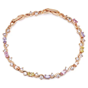

MxGxFam ( 20 cm x 4 mm) Gold Color 18 k Multicolor CZ Bracelets For Women AAA+ Zircon For Wholesale Price