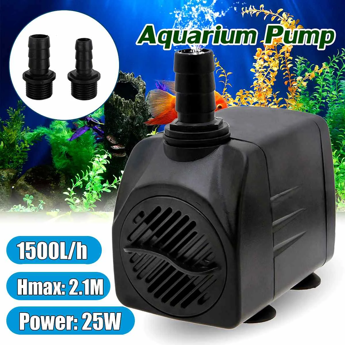 

25W 220V Multifunctional Aquarium Water Pump Tank Pond Pool Fountains Pump 1500L/h Waterproof Submersible Fish Pond Water Pump
