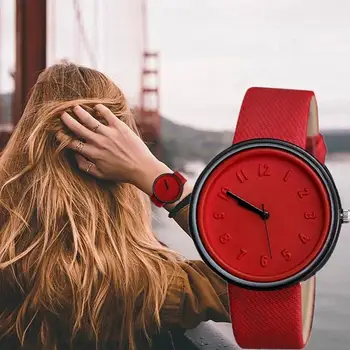 

Fashion Faux Leather Band Round Dial Analog Quartz Student Lover Wrist Watch
