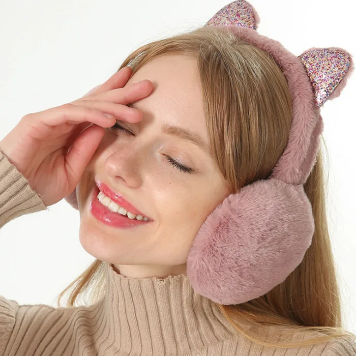Women Earmuffs Cartoon Cat Ears Windproof Ears Warm Adjustable Earmuffs TY66