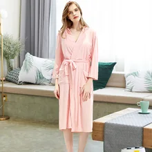 Женский мягкий вязаный хлопковый теплый банный халат размера плюс 3XL с рукавом 3/4, женский халат-кимоно, халат, халаты на весну и осень