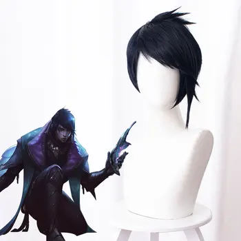 

Cos School Aphelios Wig LOL League of Legends Aphelios Cosplay Wigs Blue Short Hair+Wig Cap Halloween Game Play Wigs