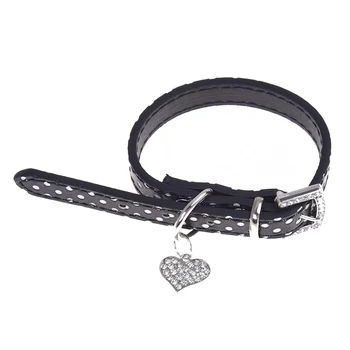 

Black PU Leather Dog Cats Pets Puppy Neck Safety Collars xS
