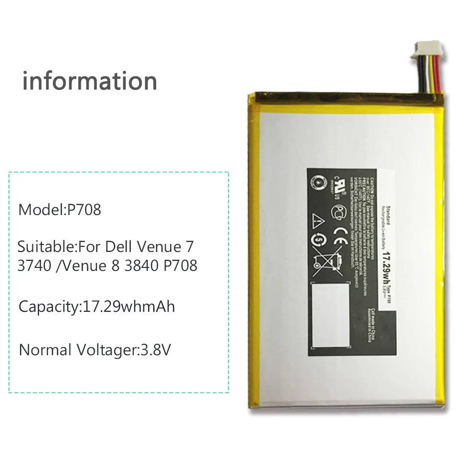 17.29wh P708 литий-полимерная аккумуляторная Батарея для Dell Venue 8 3830 3840 3845 7840 серии P706T P708 0CJP38 Батарея