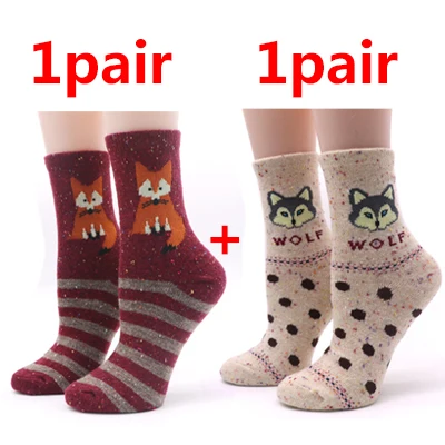 2Pair 1/2/3 пары носков осень Для женщин носки с симпатичным рисунком животного нарядные Повседневное носки зимние толстые теплые хлопковые носки для женщин женские рождественские носки - Цвет: 2Pair
