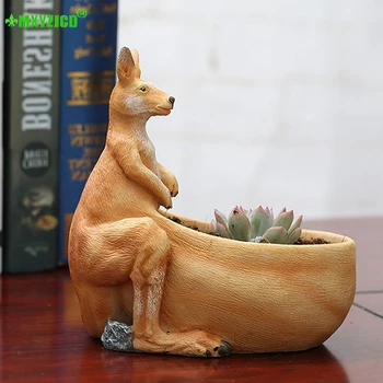 

Simulation Kangaroo Resin Flower Pot Animal Sculpture Craft Succulent Plant Pot Storage Container Home Decoration Accessories