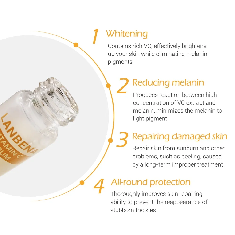 LANBENA Vitamin C Whitening Face Serum Essence Liquid Removing Dark Spots Freckle Speckle Fade Dark Spots Anti-Aging Skin Care LANBENA Vitamin C Whitening Face Serum Essence Liquid Removing Dark Spots Freckle Speckle Fade Dark Spots Anti-Aging Skin Care