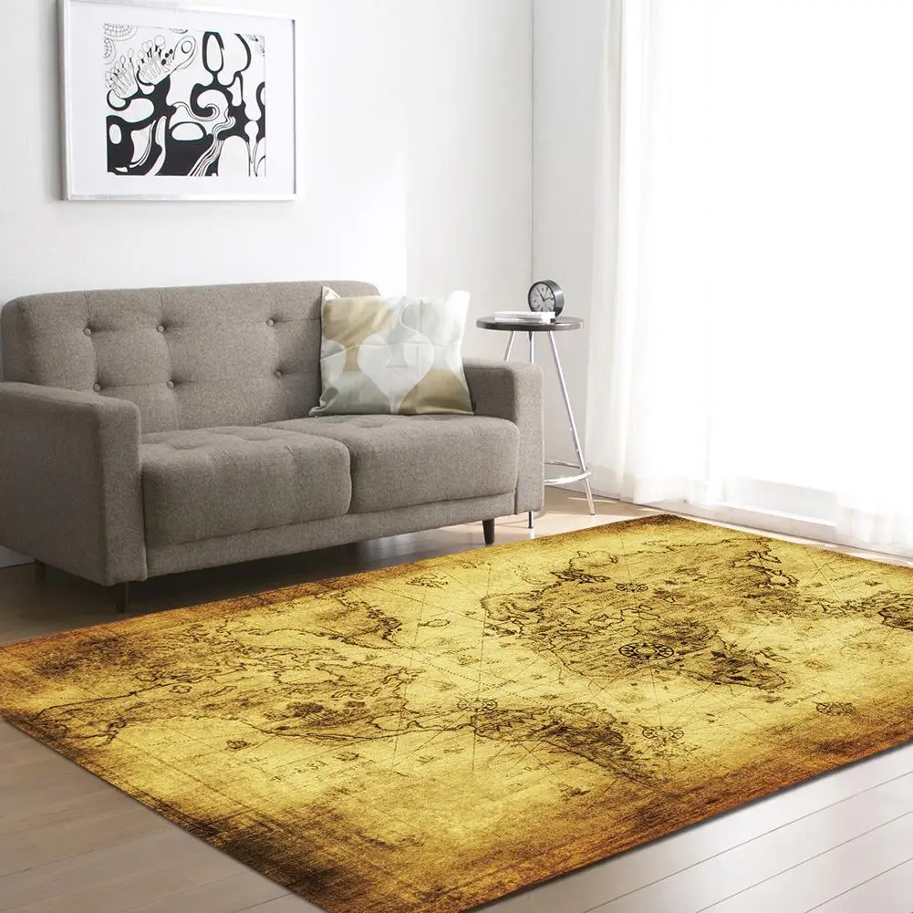 

GloryStar 1PC Retro Map Printing Floor Mat Carpet for Living Room Bedroom Restaurant