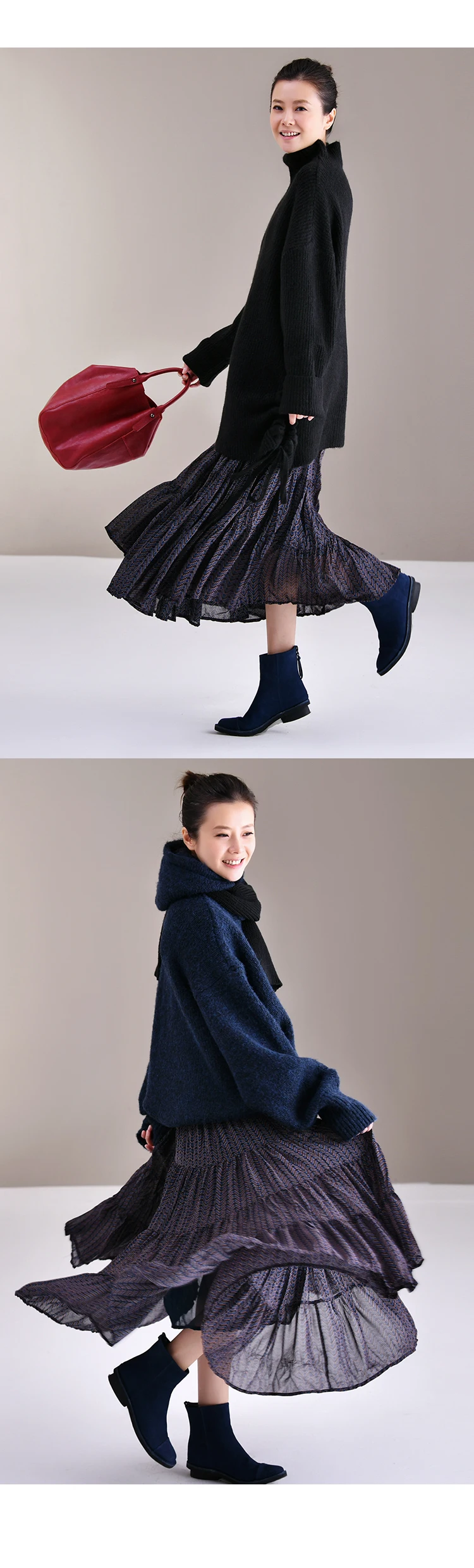 MICOCO Q2530 Корейская версия популярной за рубежом газа с распустившимися цветками шифоновая плиссированная юбка темперамент с эластичной талией юбка Осень-зима женский