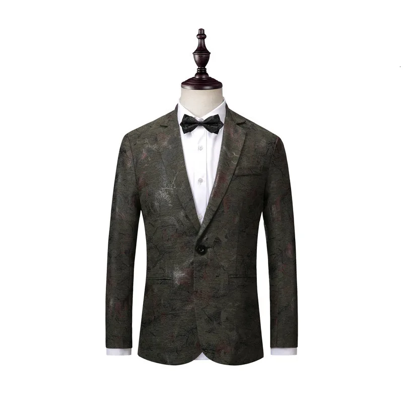 As picture Вельветовый блейзер для мужчин s Slim Fit Блейзер Masculino Veste костюм Homme деловой Повседневный осенне-зимний костюм с принтом куртка для мужчин - Цвет: As picture