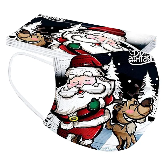 50pcs Adult Christmas Disposable Face Mask Adult 3 layer 