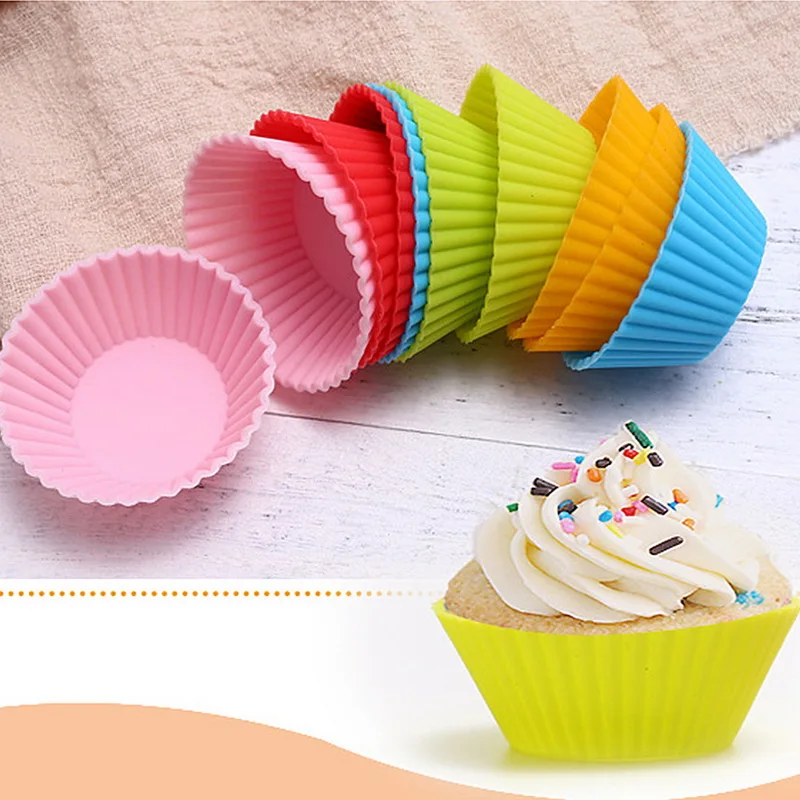12pcs Silicone Round Baking Cake Molds Reusable Jelly Mould Random Color Cupcake Maker Muffin Party Tools | Дом и сад