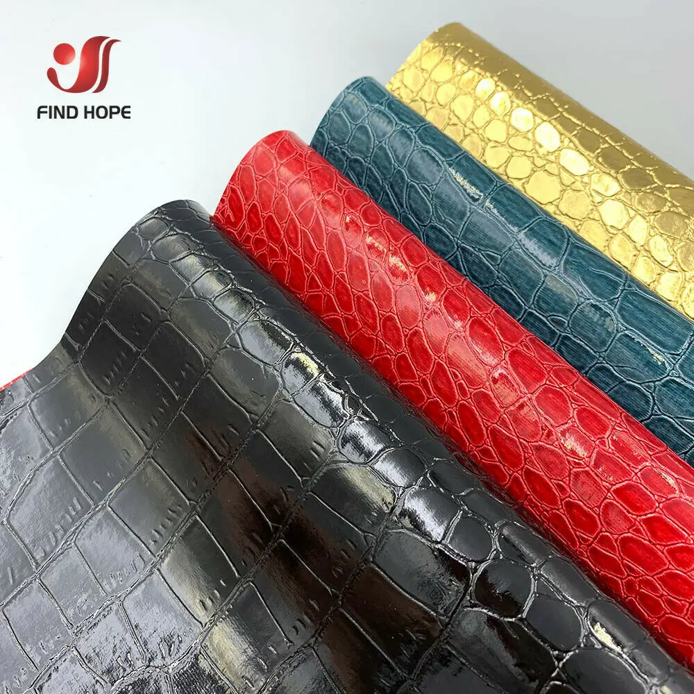 A4 Sheets 20*30cm Highlight Crocodile Pattern PU Faux Leather Fabric Vinyl Embossed Upholstery Wallet Box Bag Craft DIY Earring | Дом и сад