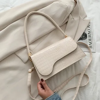 

Women Crocodile Pattern Magic Stick Armpit Bag 2020 Women's Single Shoulder Diagonal Small Square Crossbody Bag Leather Handags