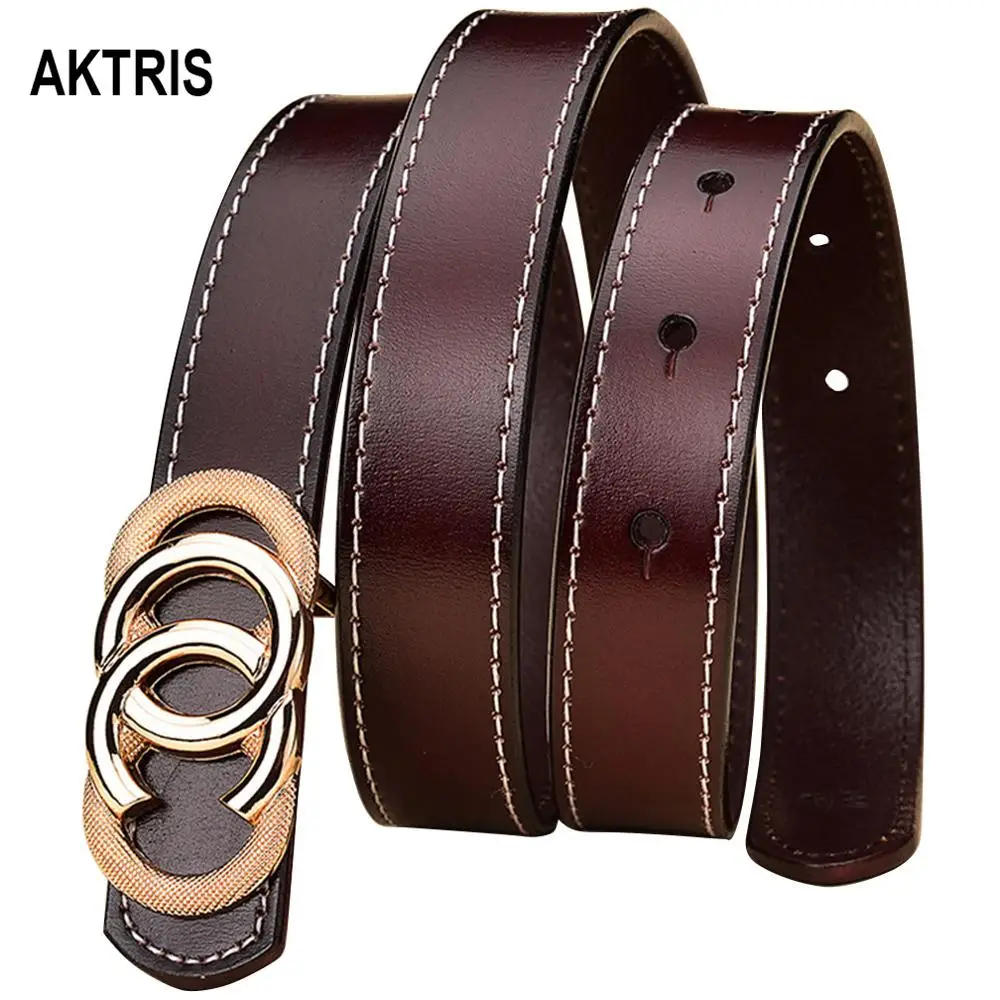 AKTRIS Женская коровья натуральная кожа кольцо узор скользящая Пряжка металлический модный дизайн 23 мм широкий женский аксессуары для женщин FCO059