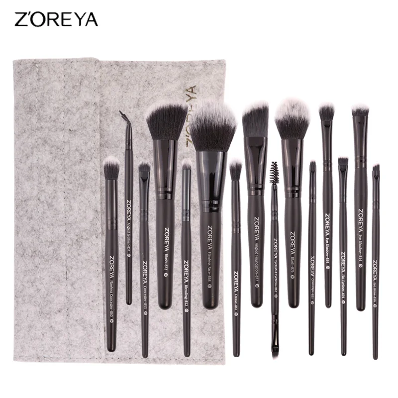 ZOREYA 15 шт. кисти для макияжа Набор теней для век Пудра карандаш для глаз с ресницами, губами Make Up Косметическая кисть, Бьюти ящик для инструментов, лидер продаж