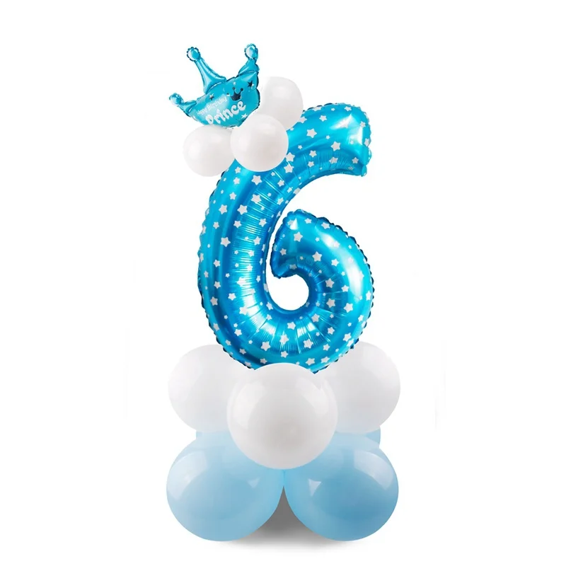 Blue 6 Синий розовый шар с цифрами, шар с днем рождения, первый день рождения, украшение для вечеринки, Детские вечерние шары с цифрами для мальчиков и девочек - Цвет: Blue 6