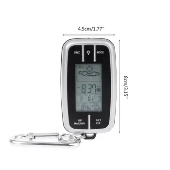 

Mini Portable Weather Station Forecast Temperature Humidity Clock w Flashlight & Compass Thermometer Pocket Outdoor EDC Tool