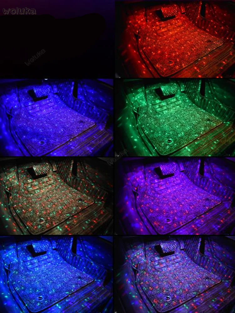 Автомобильные атмосферные огни USB Автомобильные подошвы атмосферные огни светодиодный звезды декоративные огни красочная музыка Голосовое управление огни CD50 Q04