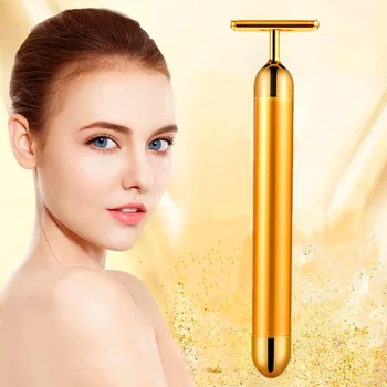

24K Gold Roller Vibration Face Massager Slimming Face Roller Beauty Bar Roller Tightening Wrinkle Masajeador Massage Skin Care
