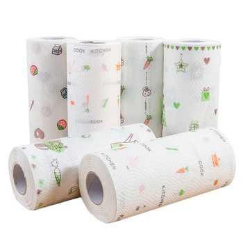 

80pcs/roll Absorption and Water Lock Hollow Replacement Roll Paper Household Kitchen Towels Paper Towels for Oil