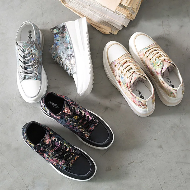 Women Sneakers Platform Running Shoes Brand Women Shoes Lace Up Flowers Basket Shoes Woman Vulcanized Shoes Footwear Trainers