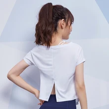 Рубашки для йоги для женщин тренировки тренажерный зал короткий топ рукав футболки Лето Фитнес активная одежда быстросохнущая