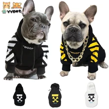French Bulldog Woof Dog Hoodie Pet Clothes Stylish Streetwear Cotton Sweatshirt Fashion Outfit For Dogs Cats Puppy Small Medium